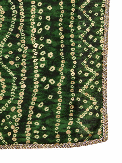 Men's Green Rayon Bandhani Print Dupatta