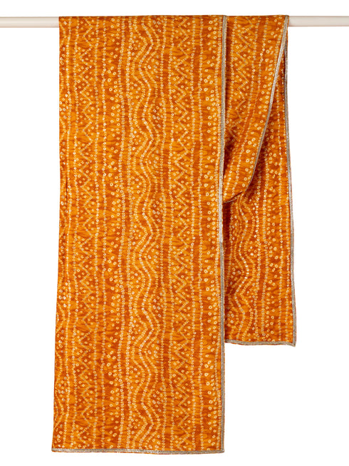 Men's Mustard Rayon Bandhani Print Dupatta