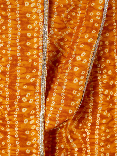 Men's Mustard Rayon Bandhani Print Dupatta