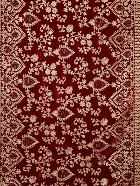 Velvet Material with Thread Embroidery Dupatta