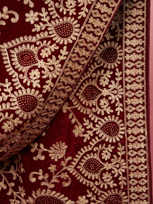 Velvet Material with Thread Embroidery Dupatta