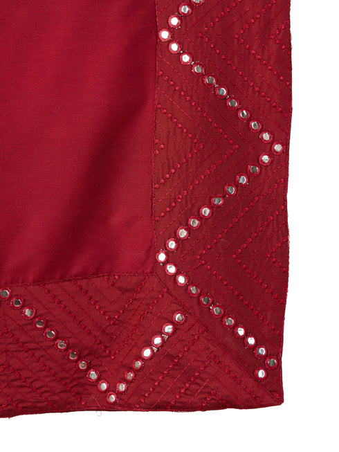 Men's Maroon Viscose Mirror Work Dupatta