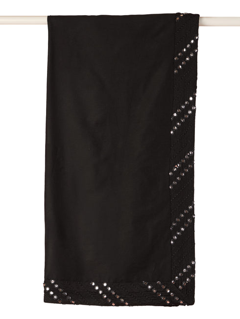 Men's Black Viscose Mirror Work Dupatta