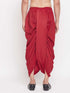 Men's Maroon Silk Blend Solid Pleated Dhoti