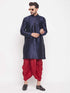 Men's Maroon Silk Blend Solid Pleated Dhoti
