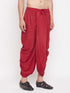 Men's Maroon Silk Blend Solid Pleated Dhoti