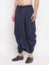 Men's Navy Blue Silk Blend Solid Pleated Dhoti