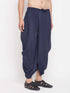 Men's Navy Blue Silk Blend Solid Pleated Dhoti