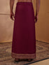Men's Wine Cotton-Silk Solid Dhoti