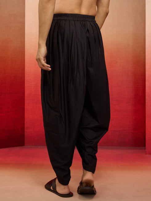 Men's Black Viscose Dhoti Pants