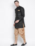 VASTRAMAY Men's Black Silk Blend Kurta and Dhoti Pant Set