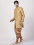 VASTRAMAY Men's Beige Silk Blend Sherwani Set