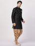 VASTRAMAY Men's Black Silk Blend Sherwani Set