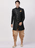 VASTRAMAY Men's Black Silk Blend Sherwani Set