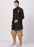 VASTRAMAY Men's Black Silk Blend Sherwani Set