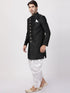 VASTRAMAY Men's Black Silk Blend Sherwani Set
