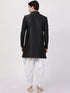 VASTRAMAY Men's Black Silk Blend Sherwani Set