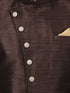VASTRAMAY Men's Brown Silk Blend Sherwani Set