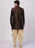 VASTRAMAY Men's Brown Silk Blend Sherwani Set