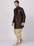 VASTRAMAY Men's Brown Silk Blend Sherwani Set