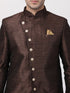 VASTRAMAY Men's Brown Silk Blend Sherwani Set