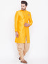 Men's Mustard And Rose Gold Silk Blend Sherwani Set