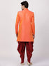 VASTRAMAY Men's Orange Silk Blend Sherwani Set