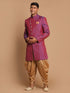 Men's Purple And Rose Gold Jute Sherwani Set