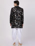 VASTRAMAY Men's Black Silk Blend Sherwani Set
