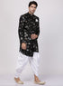 VASTRAMAY Men's Black Silk Blend Sherwani Set