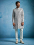 Men's Aqua Silk Blend Sherwani Set