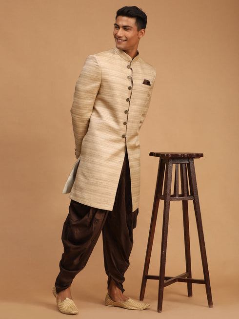 Men's Beige Sherwani Set