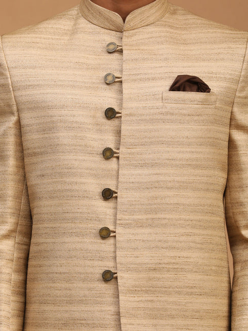 Men's Beige Sherwani Set