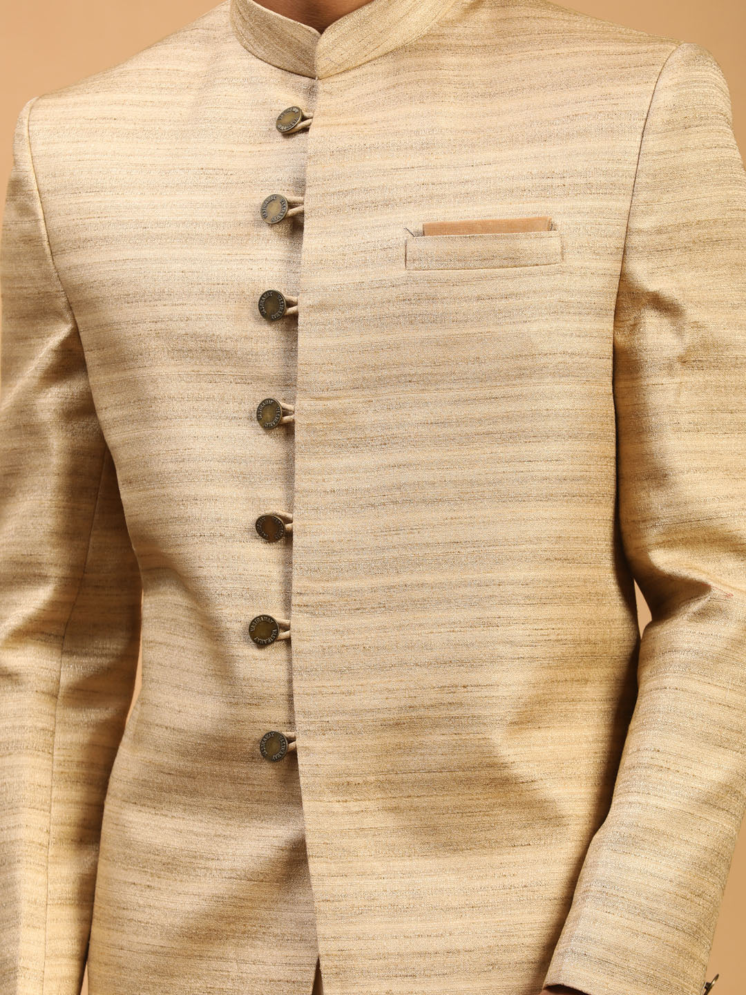 Men's Beige Sherwani Set