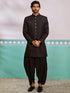 Men's Black Silk Blend Sherwani Set