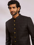 Men's Black Silk Blend Sherwani Set