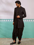 Men's Black Silk Blend Sherwani Set