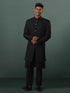 Men's Black Sherwani With Kurta Pant Set