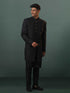 Men's Black Sherwani With Kurta Pant Set