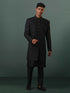 Men's Black Sherwani With Kurta Pant Set