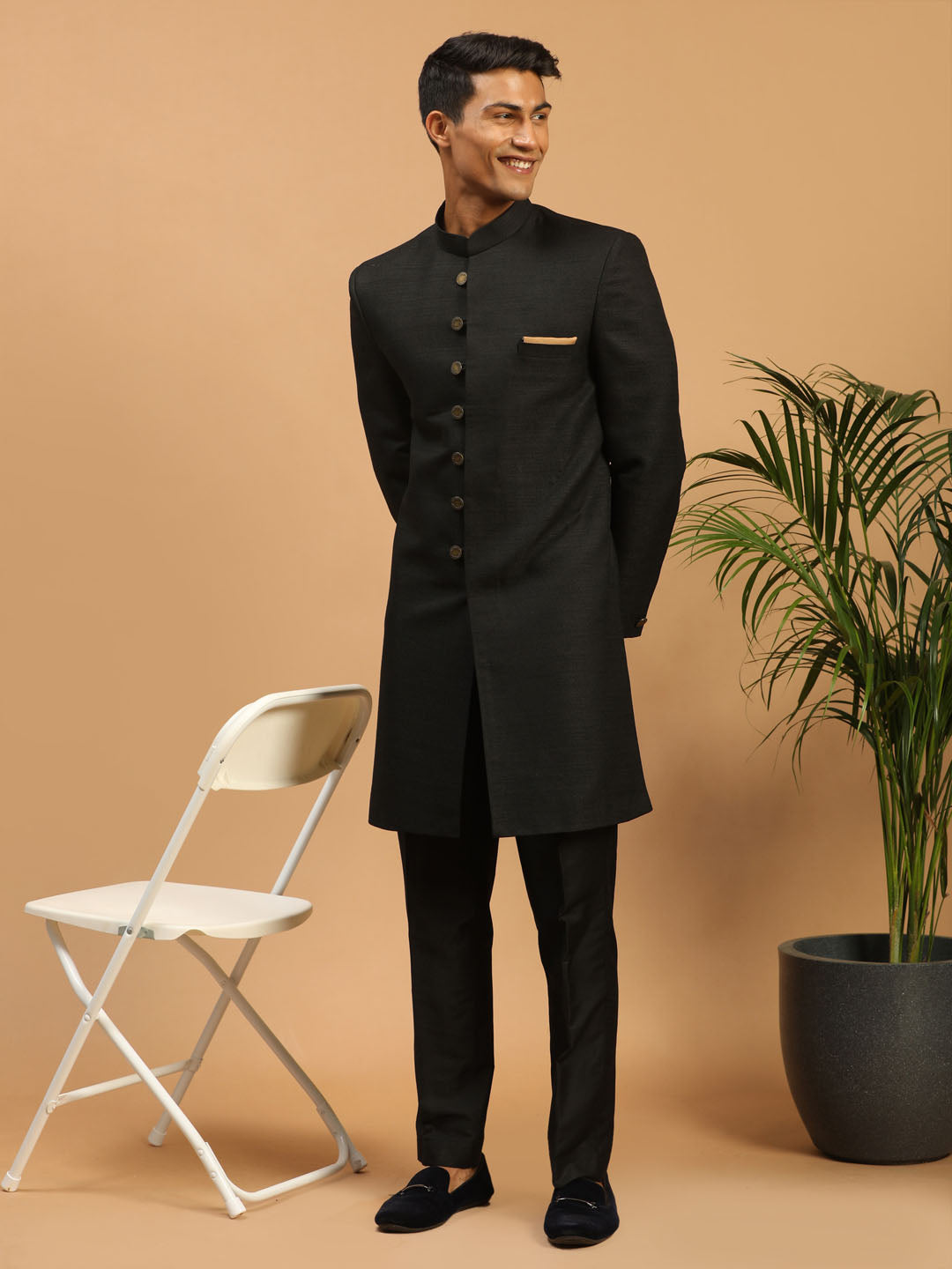 Men's Black Sherwani Set