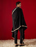 Men's Black Silk Blend Kurta, Pyjama & Dupatta Set