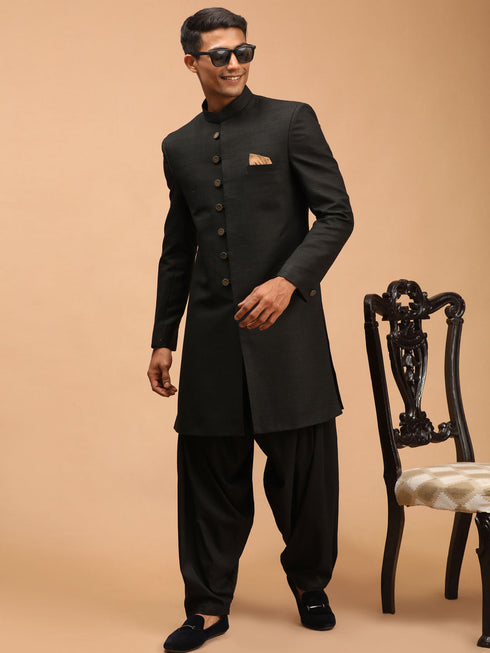 Men's Black Sherwani Set
