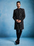 Men's Black Viscose Sherwani Set