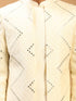 Men Cream Mirror Work Silk Blend Indo-Western with Pant Style Pyjama Set