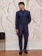 Men Navy Blue Silk Blend Jacquard Glitter Self-Texture Indo-Western with Pant Set