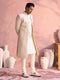 Off White Cotton Blend Embroidered Sherwani Set for Men