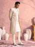 Off White Cotton Blend Embroidered Sherwani Set for Men