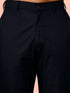 Men Navy Blue Mirror Work & Resham Embroidery Georgette Sherwani-Style Indo-Western with Solid Cotton Pant Set