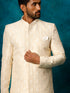 Men's Beige Imported Jacquard Indo With Kurta Pyjama Set